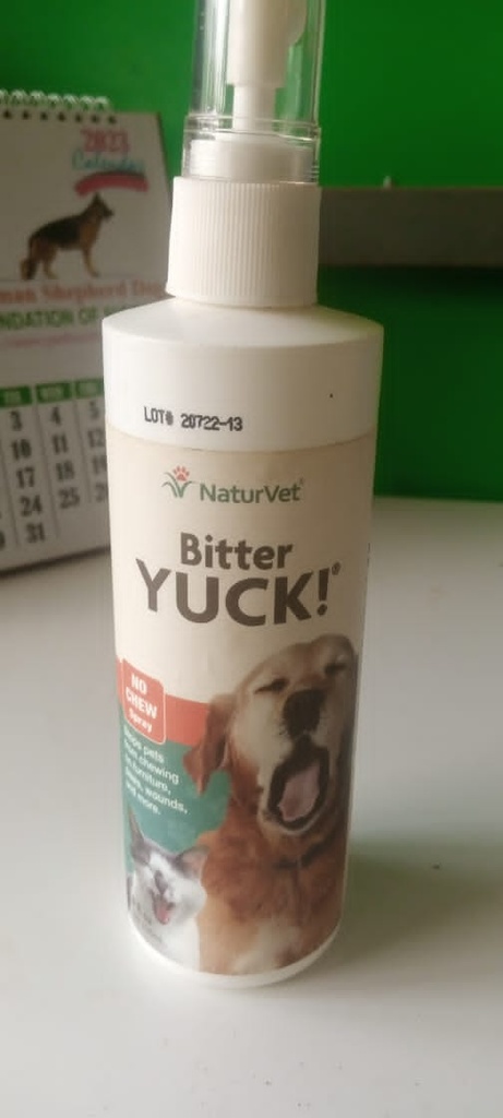 Bitter Yuck   ( to keep dogs away from biting furniture and shoes)