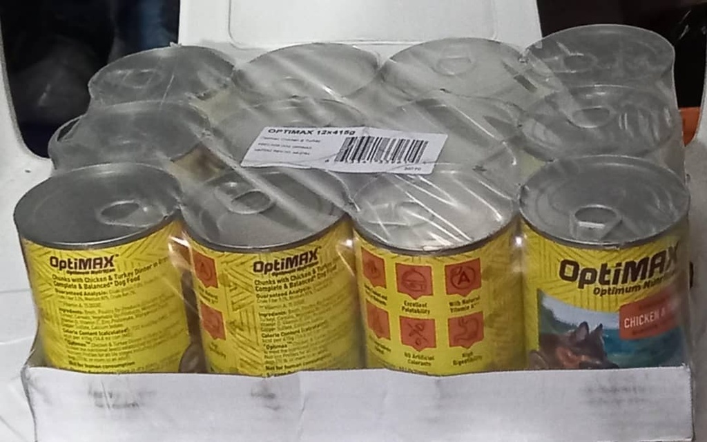 Optimax dog food can (wet food)